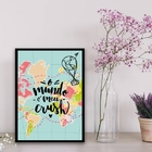 Quadro O Mundo É Meu Crush 45x34cm Moldura:madeira Preta