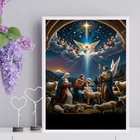 Quadro O Nascimento De Menino Jesus 33x24cm Moldura Preta