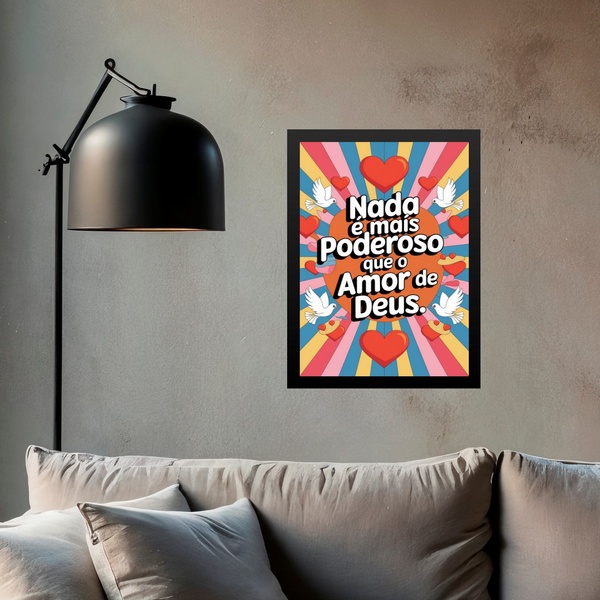 Quadro O Poderoso Amor De Deus 33x24cm Moldura Branca