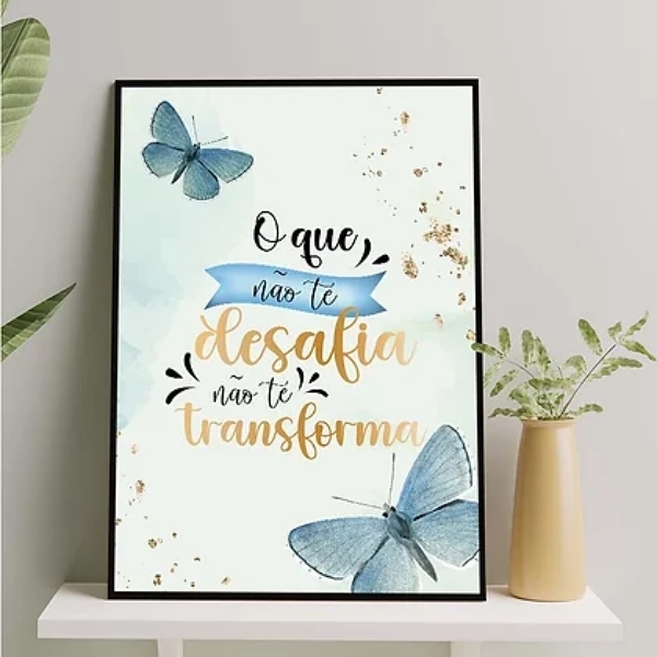 Quadro O Que Não Desafia Não Transforma 33x24cm - Com Vidro M