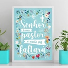 Quadro O Senhor É Meu Pastor - Floral 45x34cm - Com Vidro Mol