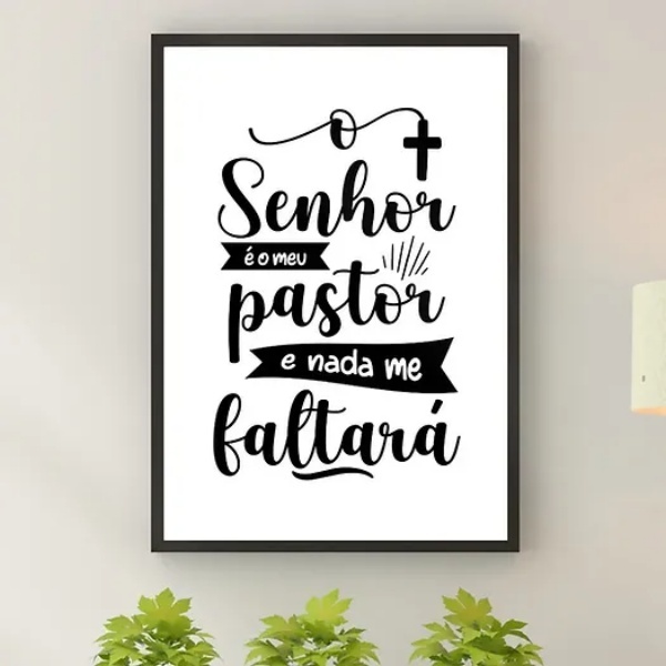 Quadro O Senhor É Meu Pastor - Minimalista 45x34cm Moldura Pr