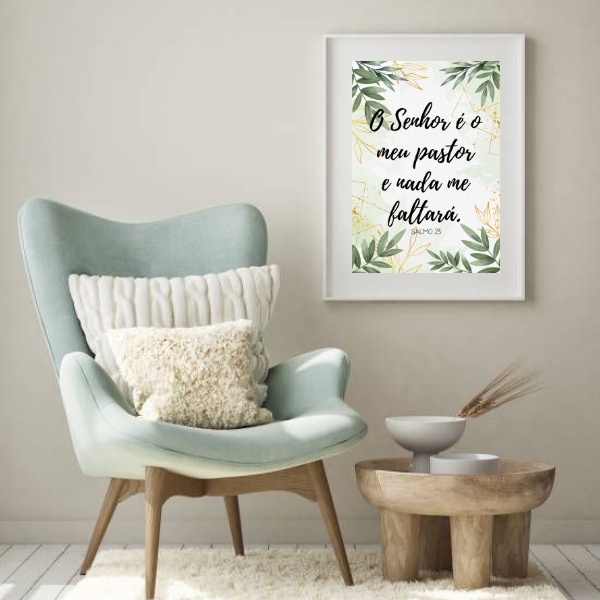 Quadro O Senhor É O Meu Pastor - 60x48cm Moldura:madeira Bran
