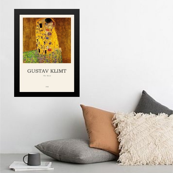 Quadro Obra Gustav Klint - The Kiss 45x34cm - Com Vidro Moldu