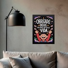 Quadro Obrigado Deus Pela Vida 33x24cm Moldura Branca