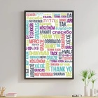 Quadro Obrigado Em Várias Línguas 60x40cm Moldura:madeira Bra