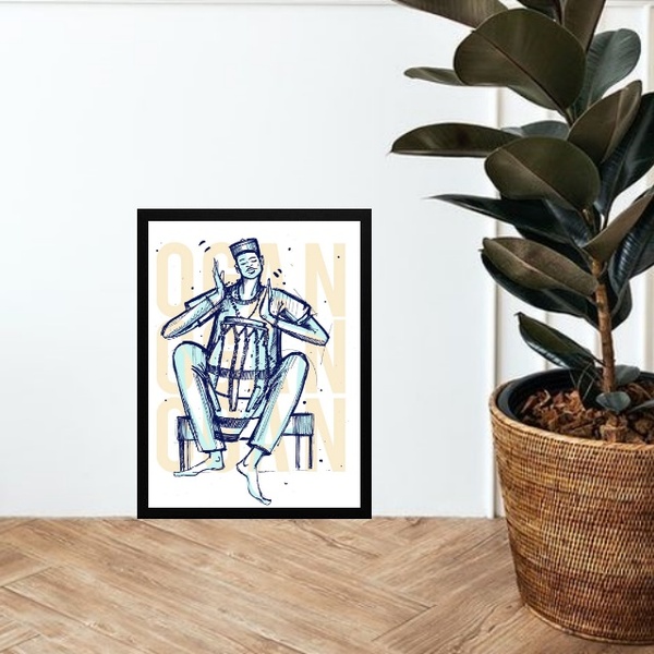 Quadro Ogã Congo Candomblé 24x18cm Moldura:madeira Branca