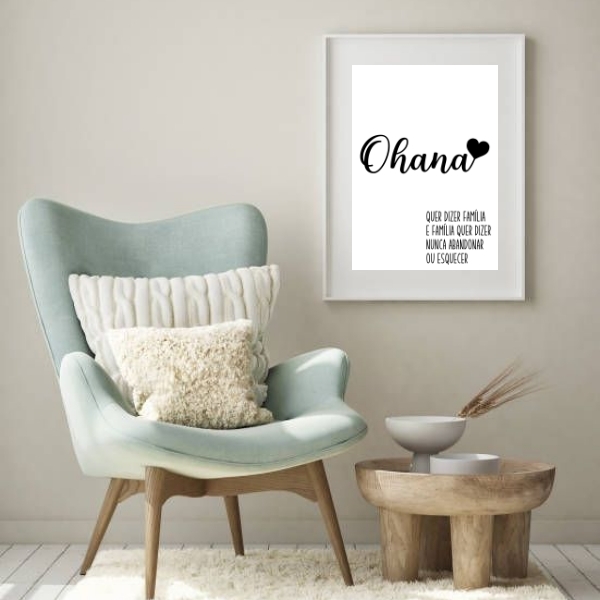 Quadro Ohana Quer Dizer Família - 60x48cm Moldura:madeira Pre