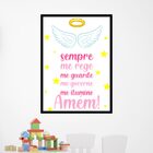 Quadro Oração - Anjo Da Guarda Rosa 24x18cm - Com Vidro Moldu