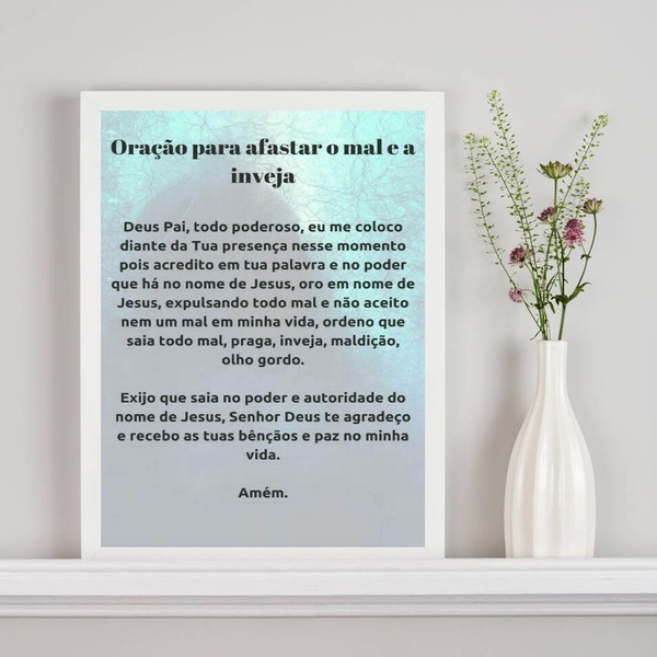 Quadro Oração Contra A Inveja 45x34cm - Com Vidro Moldura:mad