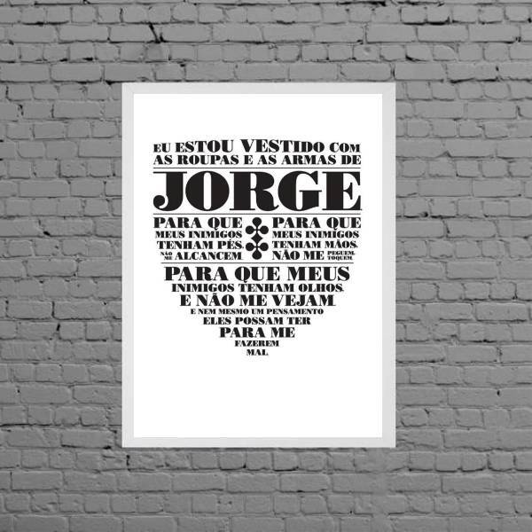 Quadro Oração De São Jorge 24x18cm - Com Vidro Moldura:madeir