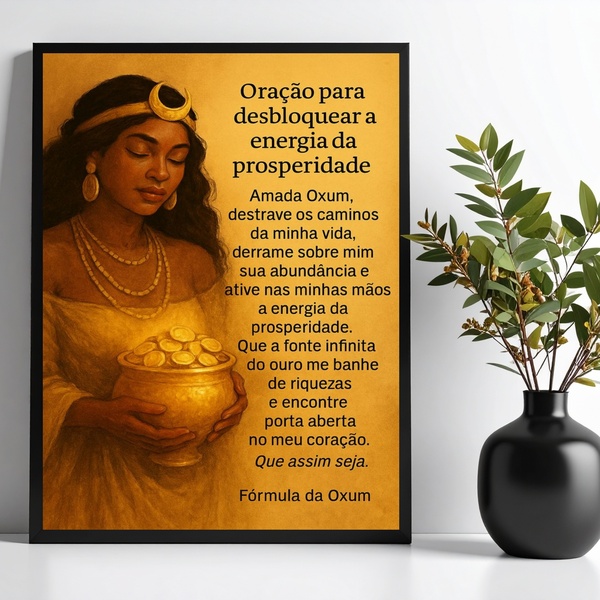 Quadro Oração Oxum - Prosperidade 45x34cm Moldura Preta