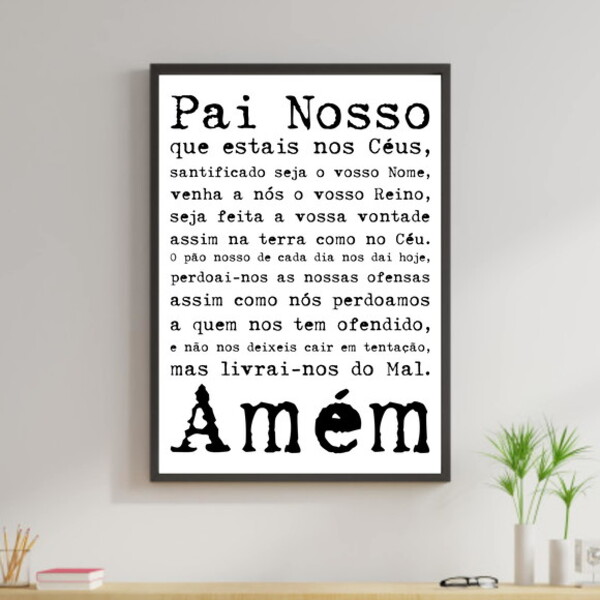 Quadro Oração Pai Nosso 33x24cm - Com Vidro Moldura:madeira P
