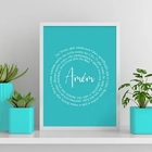 Quadro Oração Pai Nosso Fundo Azul 24x18cm Moldura:madeira Pr