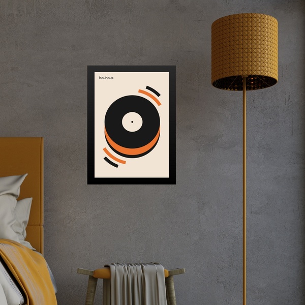 Quadro Orange Bauhaus - Musical Happiness 33x24cm - Com Vidro