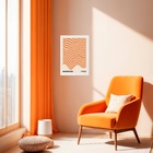 Quadro Orange Bauhaus - Wall Wave 33x24cm - Com Vidro Moldura