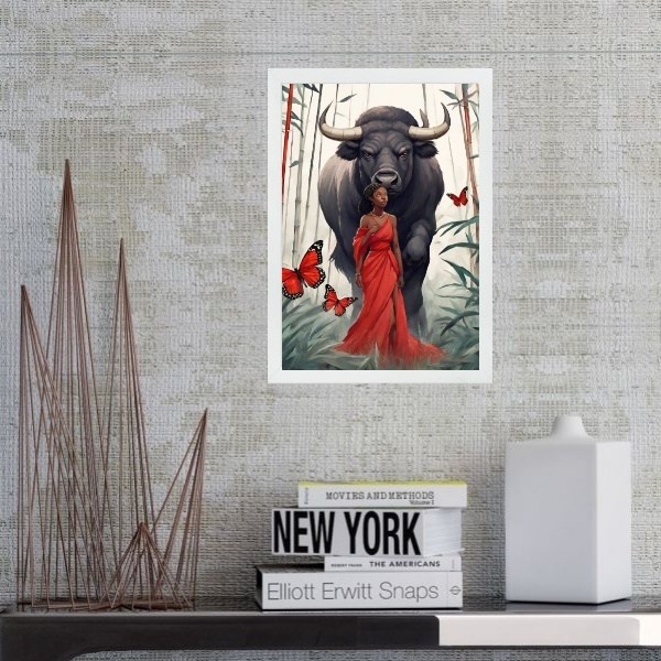 Quadro Orixá Iansã - Boi Borboletas 33x24cm - Com Vidro Moldu