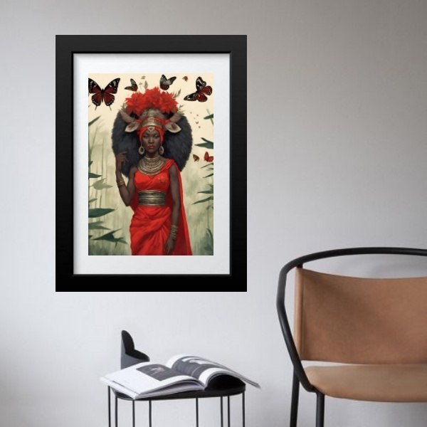 Quadro Orixá Iansã Natureza - 60x48cm Moldura:madeira Branca