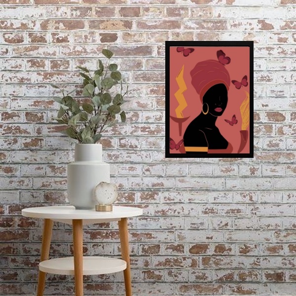 Quadro Orixá Iansã Rosê 33x24cm Moldura:madeira Branca