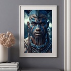 Quadro Orixá Ogum - 60x48cm Moldura Branca