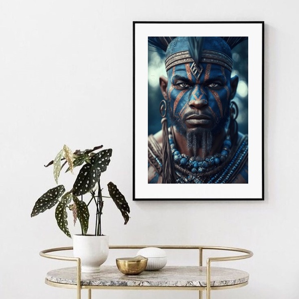 Quadro Orixá Ogum - 60x48cm Moldura Preta