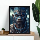 Quadro Orixá Ogum - Face 45x34cm - Com Vidro Moldura Preta