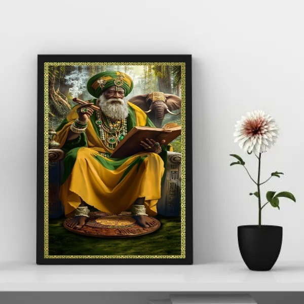 Quadro Orixá Orunmila Orula Orunla-ifá 24x18cm Moldura Preta