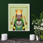 Quadro Orixá Oxóssi - Candomblé - 60x48cm Moldura:madeira Bra