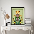 Quadro Orixá Oxóssi - Candomblé - 60x48cm Moldura:madeira Bra