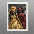 Quadro Orixás - Oxum E Iansã 45x34cm Moldura:madeira Preta