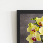 Quadro Orquídeas Amarelas Flor Em Vaso Moldura Preta 60x40cm