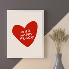 Quadro Our Happy Place - Coração 45x34cm Moldura Preta