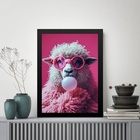 Quadro Ovelha Bubble Gum - Rosa 33x24cm Moldura Branca
