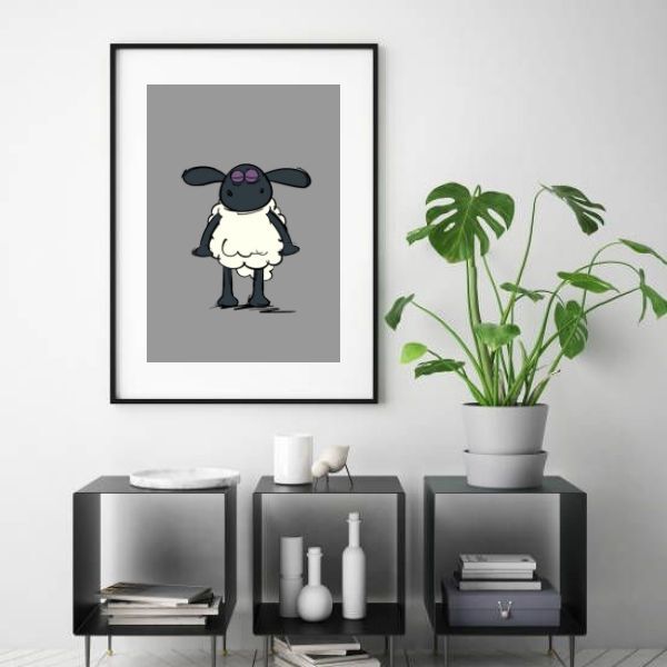 Quadro Ovelhinha Chaun Carneiro - 60x48cm Moldura:madeira Bra
