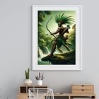 Quadro Oxóssi Guerreiro - 60x48cm Moldura:madeira Branca