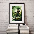 Quadro Oxóssi Guerreiro - 60x48cm Moldura:madeira Branca