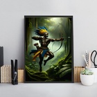 Quadro Oxossi Guerreiro - Candomblé 33x24cm Moldura:madeira P