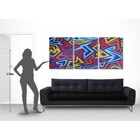 Quadro Painel Decorativo Abstrato Angulos a Mão Multicolor