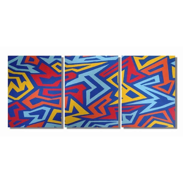 Quadro Painel Decorativo Abstrato Angulos a Mão Multicolor