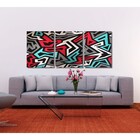 Quadro Painel Decorativo Abstrato Ângulos Pintado a Mão Verm.