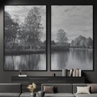 Quadro Decorativo Paisagem 2 Preto e Branco com Vidro 60x90cm Arte Própria
