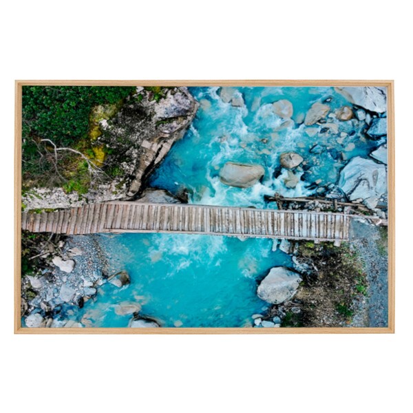 Quadro Paisagem Azul com Vidro 120x80cm Arte Própria