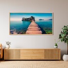 Quadro Paisagem Azul com Vidro 160x80cm Arte Própria