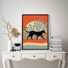 Quadro Paisagem Boho - Leopardo 33x24cm Moldura Preta