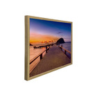 Quadro Decorativo Paisagem Litoral Pier com Moldura Natural Retangular com Vidro 100x150cm