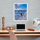 Quadro Paisagem Neve - Passarinho 33x24cm Moldura:madeira Bra