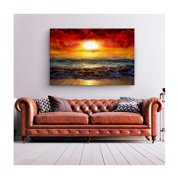 Quadro Paisagens E Natureza Beautiful Sunset C/ Moldura Prata