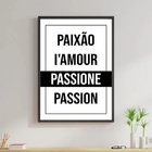 Quadro Paixão Em Várias Línguas 60x40cm Moldura:madeira Preta