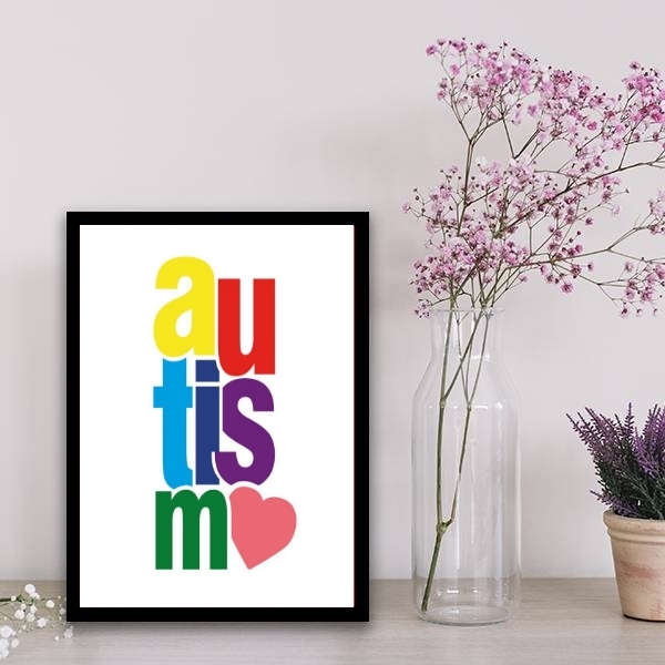 Quadro Palavra Autismo 33x24cm - Com Vidro Moldura:madeira Pr