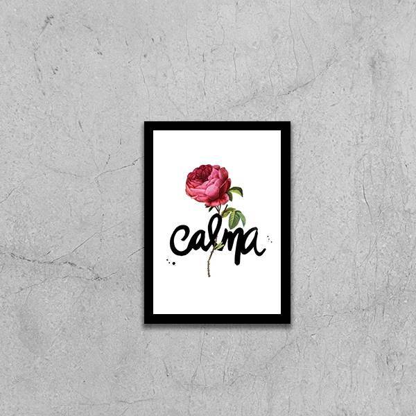 Quadro Palavra Calma 45x34cm - Com Vidro Moldura:madeira Bran